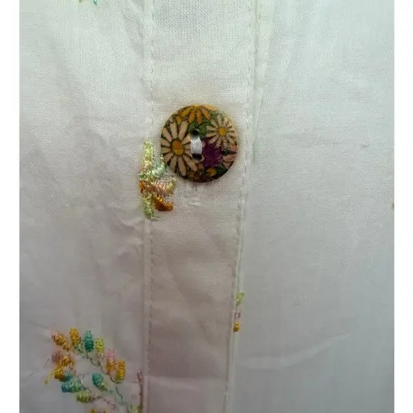 Rhea Cotton Embroidered Maxi Dress Floral Buttons Boho Cottagecore NWT - Picture 5 of 5